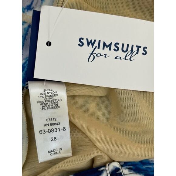 Swimsuits For All blues white swim dress one piece women's plus size 28 - NWT - Picture 4 of 5